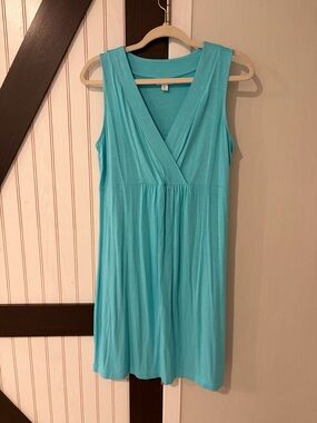 Sleeveless Aqua V-Neck Jersey Dress J Jill Small